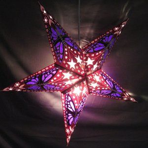 Star Butterfly Purple Light Lantern, Paper Folding Lamp, Power Cord Included